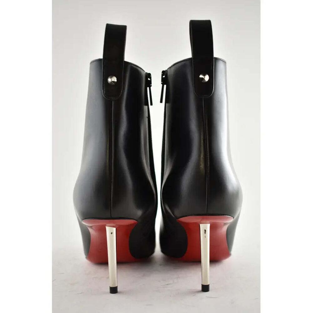 Christian Louboutin Epic Booty 70 Black Calf Leather Zipper Heel Ankle Boot 37.5 - Picture 11 of 12